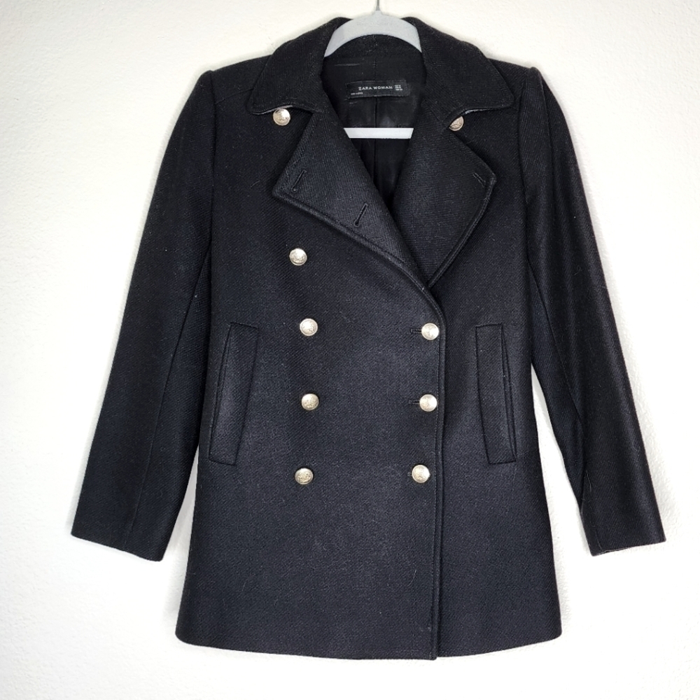 Zara Black Peacoat S